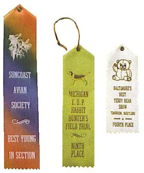 V-top printed ribbons with hanging cords